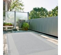 The Rugs Outdoor Indoor Aqua Bordered Rug Weatherproof Jet Washable In Grey Grey 140cm x 200cm