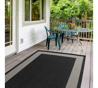 THE RUGS Outdoor Indoor Black Bordered Rug Weatherproof Jet Washable | Size: 120 cm x 170 cm THE RUGS Black 120 cm x 170 cm