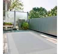 The Rugs Outdoor Indoor Bordered Garden Patio Rug Weather Resistant In Grey Grey 80cm x 150cm