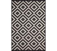 The Rugs Outdoor Indoor Geometric Diamond Rug Black Ivory Weather Resistant Black