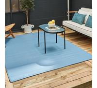 THE RUGS Outdoor Rug - Easy to Clean Reversible Waterproof Plastic Outdoor Rugs for Garden Patio Balcony Camping - Plain | Urban 1000 Blue THE RUGS Blue 90 cm x 150 cm