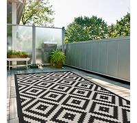 THE RUGS Outdoor Rug - Weather & UV Resistant Outdoor/Indoor Area Rugs - Durable Rugs for Patio, Deck, Garden, Kitchen, Bathroom or Living Room - Diamond, Black, 240 x 340 cm