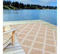 THE RUGS Outdoor Rug - Weather & UV Resistant Outdoor/Indoor Area Rugs - Durable Rugs for Patio, Deck, Garden, Kitchen, Bathroom or Living Room - Moroccan, Beige, 240 x 340 cm