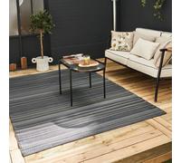 The Rugs Outdoor Rugs For Garden Patio Camping Plastic Waterproof In Stripe Design Rainbow 1020 In Dark Grey Dark Grey 150cm x 220cm