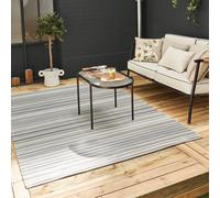 The Rugs Outdoor Rugs For Garden Patio Camping Plastic Waterproof In Stripe Design Rainbow 1020 In Grey Grey 180cm x 270cm
