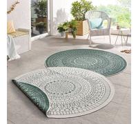 The Rugs Porto Reversible Indoor Outdoor Round Rug Flatweave Polypropylene Design In Green