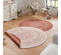 The Rugs Porto Reversible Indoor Outdoor Round Rug Flatweave Polypropylene Design In Red