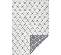 THE RUGS Reversible Indoor Outdoor Geometric Flatweave Rug Polypropylene in Grey | Size: 80 cm x 350 cm THE RUGS Grey 80 cm x 350 cm