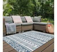 The Rugs Reversible Outdoor Rugs In Aztec Design Duo Weave Collection In Blue Blue