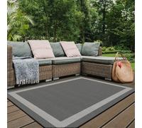 THE RUGS Reversible Outdoor Rugs in Bordered Design Duo Weave Collection in Charcoal | Size: 200 cm x 290 cm THE RUGS Charcoal 200 cm x 290 cm