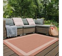 The Rugs Reversible Outdoor Rugs In Bordered Design Duo Weave Collection In Orange Orange