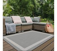 The Rugs Reversible Outdoor Rugs In Bordered Design Duo Weave Collection In Silver Silver