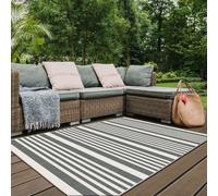 THE RUGS Reversible Outdoor Rugs in Modern Stripes Duo Weave Collection in Grey | Size: 120 cm x 170 cm THE RUGS Grey 120 cm x 170 cm