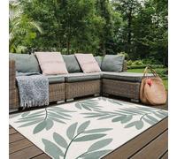 The Rugs Reversible Outdoor Rugs In Trailing Leaves Design Duo Weave Collection In Green Green