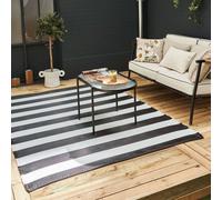 The Rugs Reversible Weatherproof Outdoor Black & White Rug Rainbow 1030 Multi