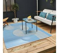 THE RUGS Reversible Weatherproof Outdoor Rug Wavy Line Blue & Beige | Size: 150 cm x 220 cm THE RUGS Blue 150 cm x 220 cm