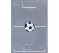 The Rugs Short Pile Children Rug Runner Estadio Polypropylene Football Play Rug In Grey