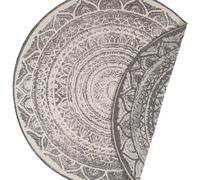 THE RUGS Siruma Reversible Round Indoor-Outdoor Rug - Mandala Boho Flatweave in Grey | Size: 200 cm diameter THE RUGS Grey 200 cm diameter