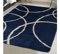 The Rugs Snug Collection Shaggy Rugs Bubbles Design | I110A In Navy Navy