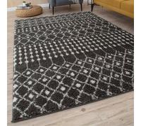 The Rugs Soft Moroccan Diamond Shaggy Rugs And Runners Dark Grey Living Room Dark Grey