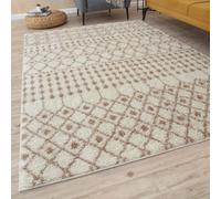 The Rugs Soft Moroccan Diamond Shaggy Rugs And Runners High Pile Ivory And Beige Living Room Kitchen Hallway 1030