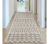 The Rugs Soft Moroccan Diamond Shaggy Rugs And Runners High Pile Ivory And Grey Living Room Kitchen Hallway 1000