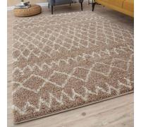 The Rugs Soft Tangier Shaggy Rugs And Runners Beige And Ivory Living Room Beige