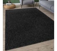 The Rugs Solid Design Low Pile Living Room Rugs In Dark Grey Flex Collection 1000Dg