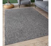 The Rugs Solid Design Low Pile Living Room Rugs In Grey Flex Collection 1000G