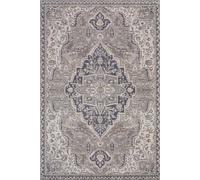 The Rugs Terrain Designer Shortpile Rug Durable Medallion Polypropylene Rug In Mid Grey Mid Grey