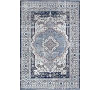 THE RUGS Traditional Persian Design Area Rug Blue Moroccan Boho Style Non-Shedding Short Pile Stain-Resistant Soft Medallion Design Carpet for THE RUGS Navy 80 cm x 150 cm