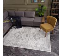 THE RUGS Traditional Persian Nomad Design Area Rug in Navy Blue Moroccan Boho Style Non-Shedding Short Pile Stain-Resistant Soft Carpet for Living THE RUGS Grey 160 cm x 230 cm