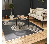 The Rugs Urban Reversible Two Sided Waterproof Abstract Outdoor Patio Garden Rug Black&beige Weatherproof Jet Washable 1010