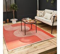 The Rugs Urban Reversible Two Sided Waterproof Abstract Outdoor Patio Garden Rug Terra&beige Weatherproof Jet Washable 1010