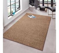 THE RUGS Velours Pure Modern Plain Velour Rug Synthetic Short Pile in Beige | Size: 80 cm x 400 cm THE RUGS Beige 80 cm x 400 cm