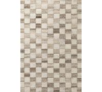 The Rugs Vikosa Boho Wool Rug Quadra Handcrafted Cream Brown Checks