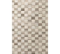 The Rugs Vikosa Boho Wool Rug Quadra Handcrafted Cream Brown Checks Cream