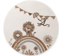 THE RUGS Villeroy & Boch Roar Lion Boho Kids Rug & Runner Soft Kids Rug in Cream | Size: 160 cm diameter THE RUGS Cream 160 cm diameter