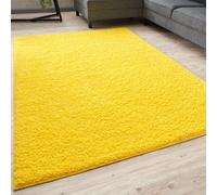 The Rugs Yellow Soft Plain Design Fluffy Shaggy Rugs And Runners High Pile Living Room Kitchen Hallway 380