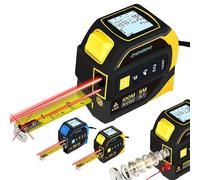 The Ruler 3-in-1 Digital Measuring Tape - LCD Backlight, 16Ft Tape, 100M/329Ft Rangefinder, Data Storage, Durable ABS Case, Perfect for Home & Professional Use (Yellow)