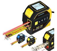 The Ruler 3-in-1 Digital Measuring Tape - LCD Backlight, 16Ft Tape, 40M/131Ft Rangefinder, Data Storage, Durable ABS Case, Perfect for Home & Professional Use (Yellow)