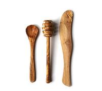 The Rustic Dish Olive Wood Breakfast & Condiment Set, 2 Pieces (Butter Knife, Jam Spoon), Handcrafted, Sustainably Sourced, Unique Grain Patterns