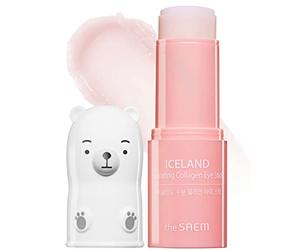 The SAEM Iceland Hydrating Collagen Eye Stick 0.6 oz Moisturizing Anti-Wrinkle Balm for Flabby Skin, Under-Eye Treatment, Skin Texture Softening Balm, Pink Scent