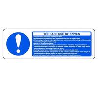 The Safe Use Of Knives Rules - Safety sign - 1.2mm Rigid plastic for indoor/outdoor usage (150mm x 50mm) Viewing Distance within 3m.