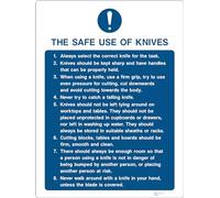 The Safe Use Of Knives - Self Adhesive Sticker Sign - Various Sizes To Choose From Either A5 Or A4 - Kitchen Utensil Sign (A4 300x200mm)