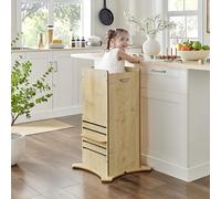 The Safest Learning Tower | FunPod Kitchen Helper Stool for Toddlers | Height-Adjustable Enclosed Learning Tower | Natural