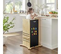 The Safest Learning Tower | FunPod Kitchen Helper Stool for Toddlers | Height-Adjustable Enclosed Learning Tower | Natural with Magnetic Chalkboard