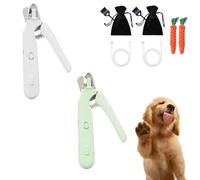 The Safetrim by Pupnourish, 2-in-1 Dog & Cat Nail Trimmer - Claw Grooming Tool, With LED Light and Anti-Splash Guard, Low Noise for Stress-Free Grooming (2PCS-E)