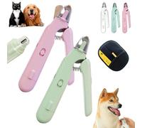 The SafeTrim by PupNourish with LED Light for Dogs & Cats, Claw Grooming Tool Small & Large Pets, Splash Guard, Quiet, Quick-Sensor Razor Sharp Blades (2PCS-B)