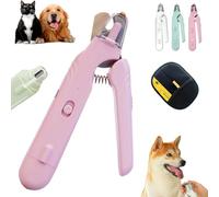 The SafeTrim by PupNourish with LED Light for Dogs & Cats, Claw Grooming Tool Small & Large Pets, Splash Guard, Quiet, Quick-Sensor Razor Sharp Blades (Pink)
